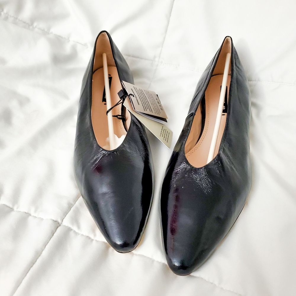 ZARA BASIC BLACK LEATHER FLATS WOMEN'S SHOES US 9